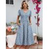 imageANRABESS Womens Summer Midi Dresses Casual V Neck Short Sleeve A Line Floral Flowy Tiered Beach Vacation Dress with PocketsBlue White Floral