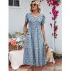 imageANRABESS Womens Summer Midi Dresses Casual V Neck Short Sleeve A Line Floral Flowy Tiered Beach Vacation Dress with PocketsBlue White Floral