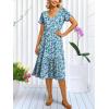 imageANRABESS Womens Summer Midi Dresses Casual V Neck Short Sleeve A Line Floral Flowy Tiered Beach Vacation Dress with PocketsBlue Yellow Floral