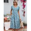 imageANRABESS Womens Summer Midi Dresses Casual V Neck Short Sleeve A Line Floral Flowy Tiered Beach Vacation Dress with PocketsBlue Yellow Floral