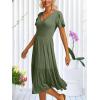 imageANRABESS Womens Summer Midi Dresses Casual V Neck Short Sleeve A Line Floral Flowy Tiered Beach Vacation Dress with PocketsOlive