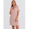 imageANRABESS Womens Summer Shirt Dresses Casual Short Sleeve Button Tshirt Shift Short Polo Dress 2026 Beach Vacation ClothesRed White Stripe
