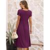 imageANRABESS Womens Summer Short Sleeve Midi Dresses Casual Floral TShirt Dress V Neck ALine Flowy Beach Sundress with PocketsDark Purple