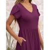 imageANRABESS Womens Summer Short Sleeve Midi Dresses Casual Floral TShirt Dress V Neck ALine Flowy Beach Sundress with PocketsDark Purple