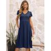imageANRABESS Womens Summer Short Sleeve Midi Dresses Casual Floral TShirt Dress V Neck ALine Flowy Beach Sundress with PocketsNavy Blue