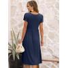 imageANRABESS Womens Summer Short Sleeve Midi Dresses Casual Floral TShirt Dress V Neck ALine Flowy Beach Sundress with PocketsNavy Blue