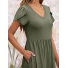 imageANRABESS Womens Summer Short Sleeve Midi Dresses Casual Floral TShirt Dress V Neck ALine Flowy Beach Sundress with PocketsOlive