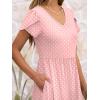 imageANRABESS Womens Summer Short Sleeve Midi Dresses Casual Floral TShirt Dress V Neck ALine Flowy Beach Sundress with PocketsPink Round Dot