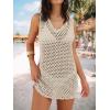 imageANRABESS Womens Swimsuit Cover Up 2026 V Neck Knit Swimwear Bathing Suit Crochet Backless Dress Summer Beach Vacation ClothesApricot