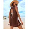 imageANRABESS Womens Swimsuit Cover Up 2026 V Neck Knit Swimwear Bathing Suit Crochet Backless Dress Summer Beach Vacation ClothesBrown