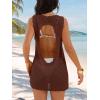 imageANRABESS Womens Swimsuit Cover Up 2026 V Neck Knit Swimwear Bathing Suit Crochet Backless Dress Summer Beach Vacation ClothesBrown