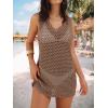imageANRABESS Womens Swimsuit Cover Up 2026 V Neck Knit Swimwear Bathing Suit Crochet Backless Dress Summer Beach Vacation ClothesKhaki