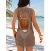 imageANRABESS Womens Swimsuit Cover Up 2026 V Neck Knit Swimwear Bathing Suit Crochet Backless Dress Summer Beach Vacation ClothesKhaki