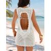 imageANRABESS Womens Swimsuit Cover Up 2026 V Neck Knit Swimwear Bathing Suit Crochet Backless Dress Summer Beach Vacation ClothesWhite