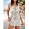 imageANRABESS Womens Swimsuit Cover Up 2026 V Neck Knit Swimwear Bathing Suit Crochet Backless Dress Summer Beach Vacation ClothesWhite