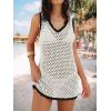 imageANRABESS Womens Swimsuit Cover Up 2026 V Neck Knit Swimwear Bathing Suit Crochet Backless Dress Summer Beach Vacation ClothesWhite Black