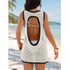 imageANRABESS Womens Swimsuit Cover Up 2026 V Neck Knit Swimwear Bathing Suit Crochet Backless Dress Summer Beach Vacation ClothesWhite Black