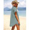 imageANRABESS Womens Swimsuit Coverup Summer Button Down Beach Shirt Dress Eyelet Swimwear Bathing Suit Cover Ups Vacation ClothesGrey Green