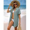 imageANRABESS Womens Swimsuit Coverup Summer Button Down Beach Shirt Dress Eyelet Swimwear Bathing Suit Cover Ups Vacation ClothesGrey Green