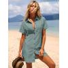 imageANRABESS Womens Swimsuit Coverup Summer Button Down Beach Shirt Dress Eyelet Swimwear Bathing Suit Cover Ups Vacation ClothesGrey Green
