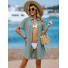 imageANRABESS Womens Swimsuit Coverup Summer Button Down Beach Shirt Dress Eyelet Swimwear Bathing Suit Cover Ups Vacation ClothesGrey Green