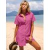 imageANRABESS Womens Swimsuit Coverup Summer Button Down Beach Shirt Dress Eyelet Swimwear Bathing Suit Cover Ups Vacation ClothesHot Pink
