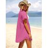 imageANRABESS Womens Swimsuit Coverup Summer Button Down Beach Shirt Dress Eyelet Swimwear Bathing Suit Cover Ups Vacation ClothesHot Pink