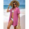 imageANRABESS Womens Swimsuit Coverup Summer Button Down Beach Shirt Dress Eyelet Swimwear Bathing Suit Cover Ups Vacation ClothesHot Pink