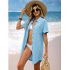 imageANRABESS Womens Swimsuit Coverup Summer Button Down Beach Shirt Dress Eyelet Swimwear Bathing Suit Cover Ups Vacation ClothesLight Blue