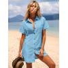 imageANRABESS Womens Swimsuit Coverup Summer Button Down Beach Shirt Dress Eyelet Swimwear Bathing Suit Cover Ups Vacation ClothesLight Blue