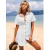 imageANRABESS Womens Swimsuit Coverup Summer Button Down Beach Shirt Dress Eyelet Swimwear Bathing Suit Cover Ups Vacation ClothesWhite