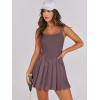 imageANRABESS Womens Tennis Athletic Pleated Summer Mini Dress 2026 Golf Workout Build in Shorts Casual Romper Short SundressPurple Brown