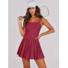 imageANRABESS Womens Tennis Athletic Pleated Summer Mini Dress 2026 Golf Workout Build in Shorts Casual Romper Short SundressRed