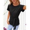 imageANRABESS Womens Tops Summer Short Sleeve Crewneck Tie Waist Shirts Dressy Casual Blouse Tee 2026 Business Work Trendy ClothesBlack