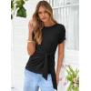 imageANRABESS Womens Tops Summer Short Sleeve Crewneck Tie Waist Shirts Dressy Casual Blouse Tee 2026 Business Work Trendy ClothesBlack