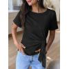 imageANRABESS Womens Tops Summer Short Sleeve Crewneck Tie Waist Shirts Dressy Casual Blouse Tee 2026 Business Work Trendy ClothesBlack