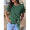 imageANRABESS Womens Tops Summer Short Sleeve Crewneck Tie Waist Shirts Dressy Casual Blouse Tee 2026 Business Work Trendy ClothesForest Green