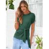 imageANRABESS Womens Tops Summer Short Sleeve Crewneck Tie Waist Shirts Dressy Casual Blouse Tee 2026 Business Work Trendy ClothesForest Green