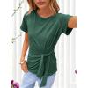 imageANRABESS Womens Tops Summer Short Sleeve Crewneck Tie Waist Shirts Dressy Casual Blouse Tee 2026 Business Work Trendy ClothesForest Green