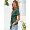 imageANRABESS Womens Tops Summer Short Sleeve Crewneck Tie Waist Shirts Dressy Casual Blouse Tee 2026 Business Work Trendy ClothesForest Green