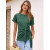 imageANRABESS Womens Tops Summer Short Sleeve Crewneck Tie Waist Shirts Dressy Casual Blouse Tee 2026 Business Work Trendy ClothesForest Green