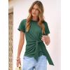 imageANRABESS Womens Tops Summer Short Sleeve Crewneck Tie Waist Shirts Dressy Casual Blouse Tee 2026 Business Work Trendy ClothesForest Green