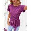 imageANRABESS Womens Tops Summer Short Sleeve Crewneck Tie Waist Shirts Dressy Casual Blouse Tee 2026 Business Work Trendy ClothesFuchsia