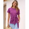 imageANRABESS Womens Tops Summer Short Sleeve Crewneck Tie Waist Shirts Dressy Casual Blouse Tee 2026 Business Work Trendy ClothesFuchsia