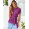 imageANRABESS Womens Tops Summer Short Sleeve Crewneck Tie Waist Shirts Dressy Casual Blouse Tee 2026 Business Work Trendy ClothesFuchsia