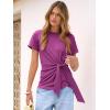 imageANRABESS Womens Tops Summer Short Sleeve Crewneck Tie Waist Shirts Dressy Casual Blouse Tee 2026 Business Work Trendy ClothesFuchsia