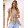 imageANRABESS Womens Tops Summer Short Sleeve Crewneck Tie Waist Shirts Dressy Casual Blouse Tee 2026 Business Work Trendy ClothesLight Tan