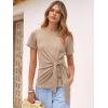 imageANRABESS Womens Tops Summer Short Sleeve Crewneck Tie Waist Shirts Dressy Casual Blouse Tee 2026 Business Work Trendy ClothesLight Tan