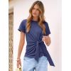 imageANRABESS Womens Tops Summer Short Sleeve Crewneck Tie Waist Shirts Dressy Casual Blouse Tee 2026 Business Work Trendy ClothesNavy Blue