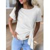 imageANRABESS Womens Tops Summer Short Sleeve Crewneck Tie Waist Shirts Dressy Casual Blouse Tee 2026 Business Work Trendy ClothesWhite